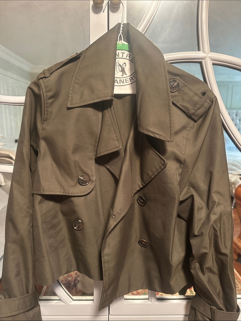 H&M Olive Green Double-Breasted Trench Coat. New